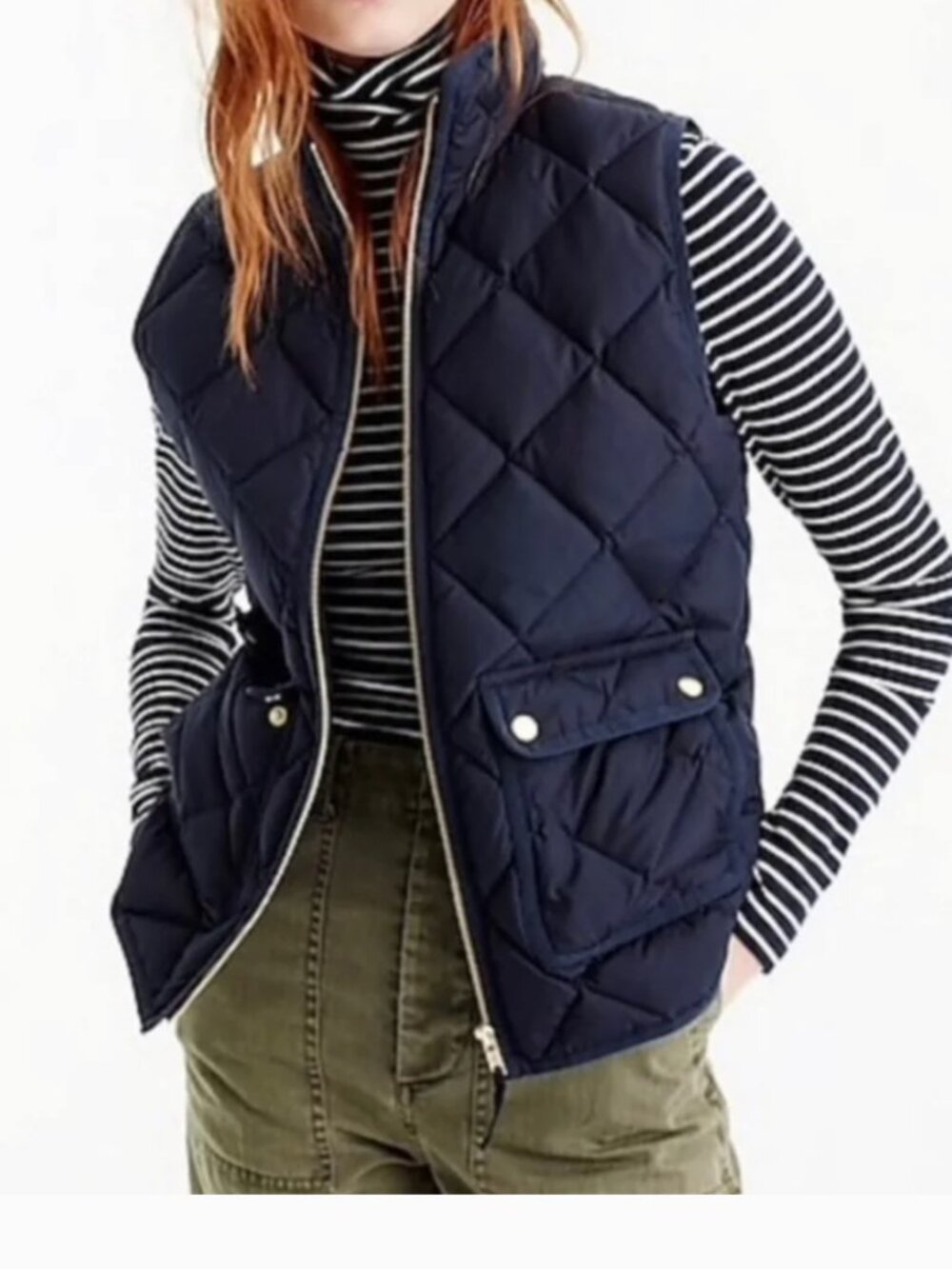 J. Crew Excursion Puffer Quilted Vest, Navy Blue, Size Extra Small
